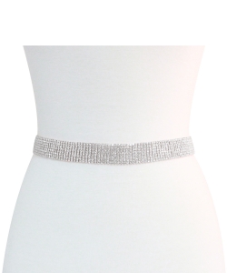 8 Line Rhinestone Wedding Belt BT339108 SILVER CL